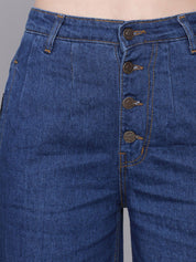 Kotty Women Blue Flared High-Rise Mildly Distressed Jeans