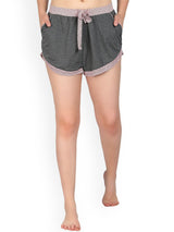 Kotty Women Grey Solid Lounge Shorts KTTSLEEPSHORTS227