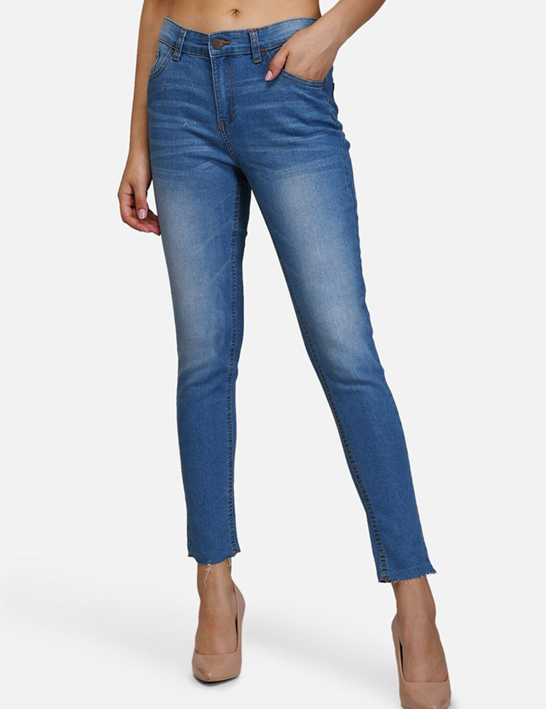 Kotty Women Blue Skinny Fit Mid-Rise Clean Look Jeans