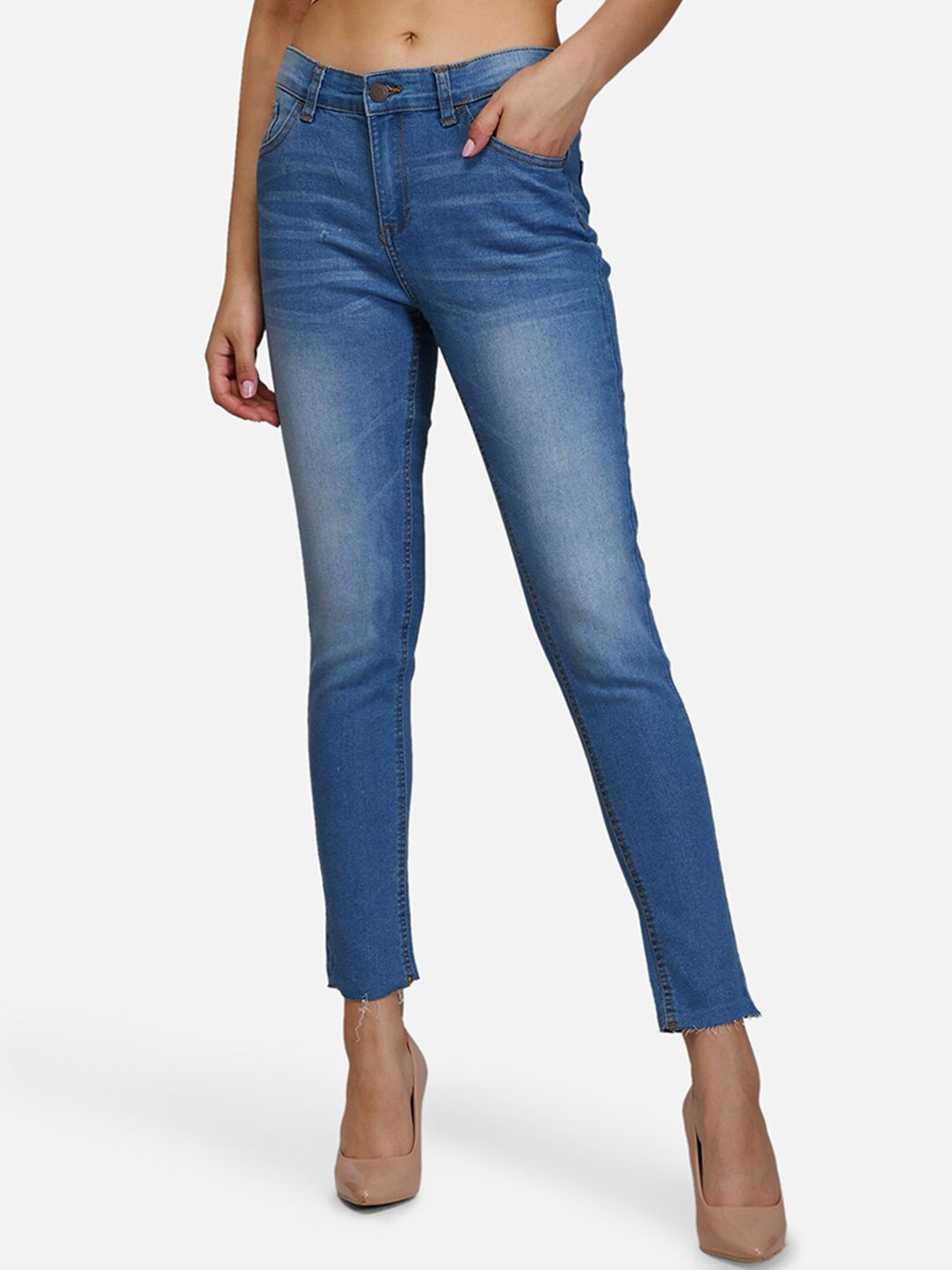 Kotty Women Blue Skinny Fit Mid-Rise Clean Look Jeans