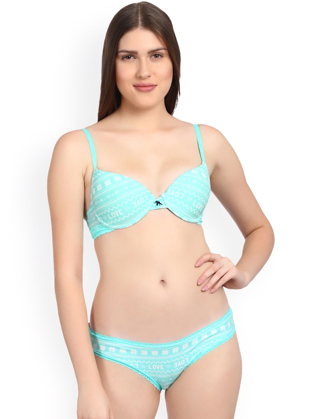 Kotty Women Blue & White Printed Lingerie Set KTTIW127