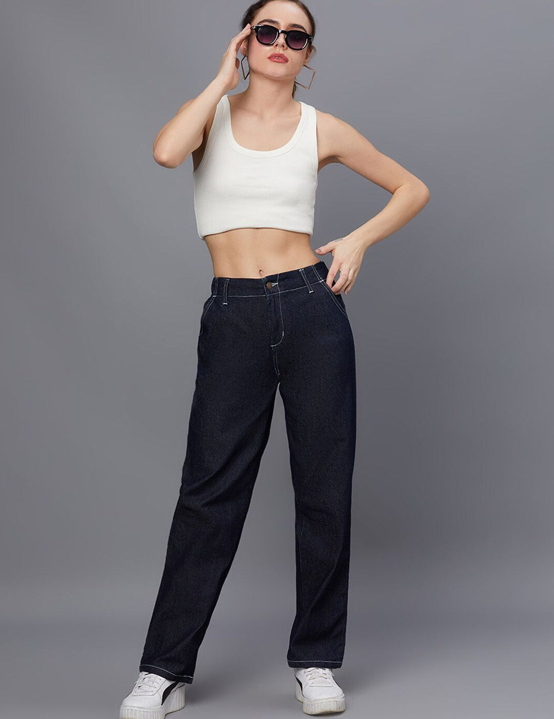 Kotty Women Blue Jean Straight Fit Stretchable Jeans