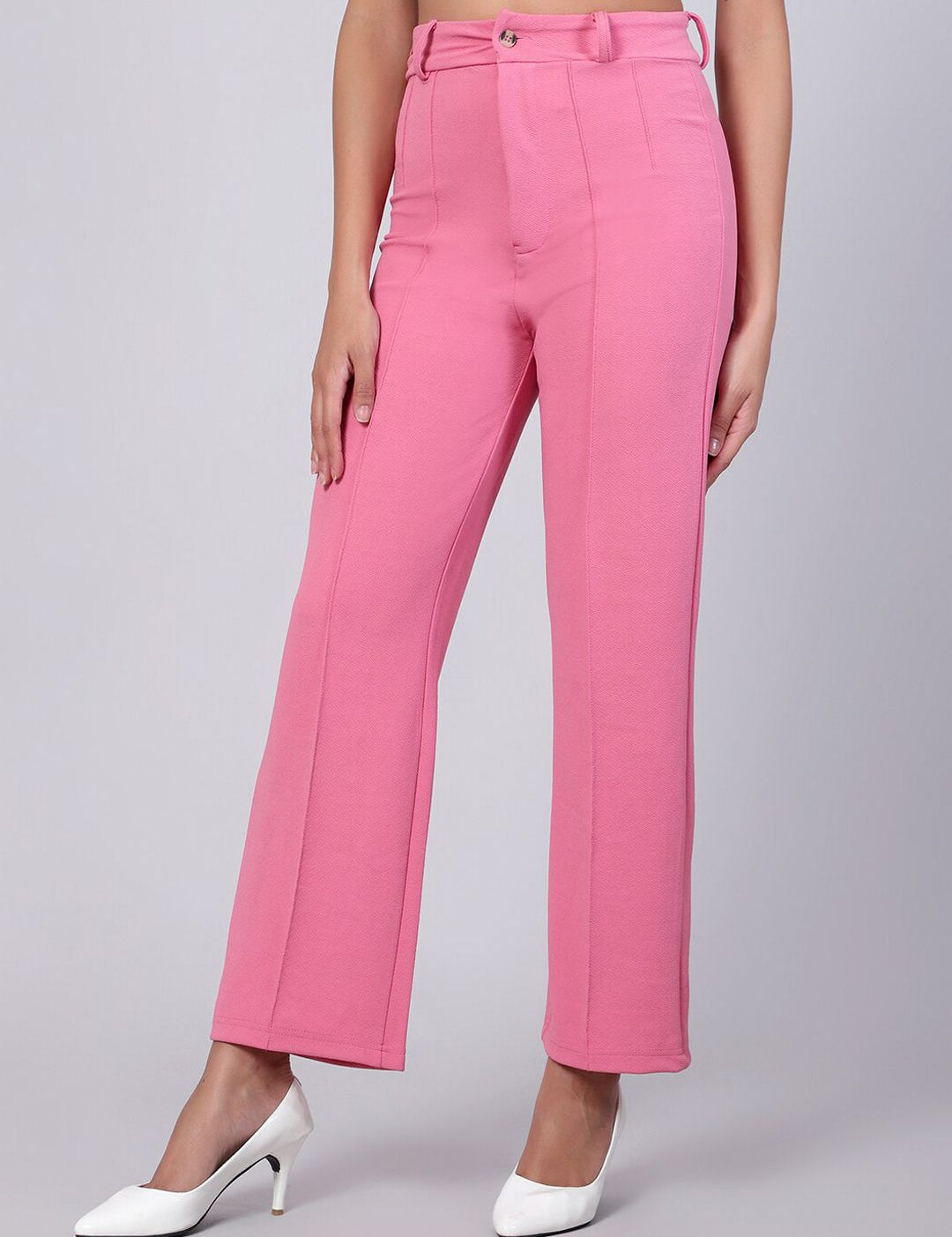 Kotty Women Relaxed Straight Fit High-Rise Easy Wash Trousers