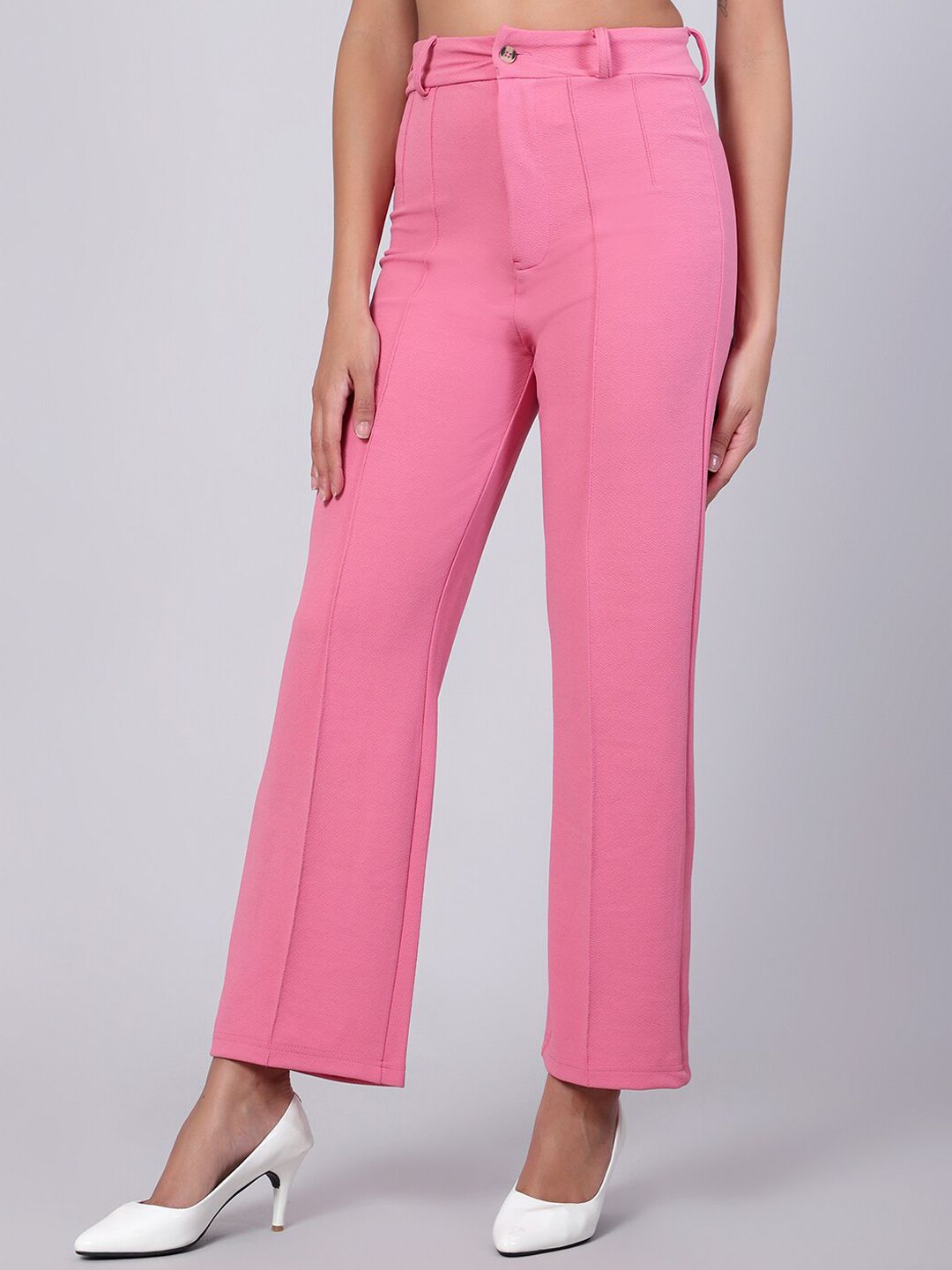 Kotty Women Relaxed Straight Fit High-Rise Easy Wash Trousers