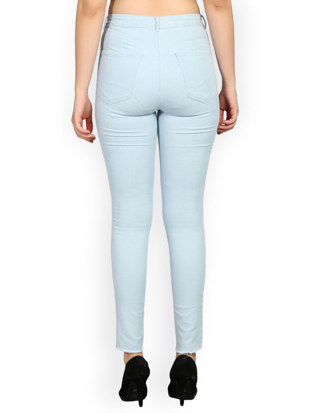 Kotty Women Blue Skinny Fit High-Rise Slash Knee Jeans