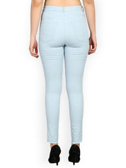 Kotty Women Blue Skinny Fit High-Rise Slash Knee Jeans