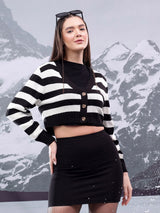 Kotty Women Striped Crop Cardigan