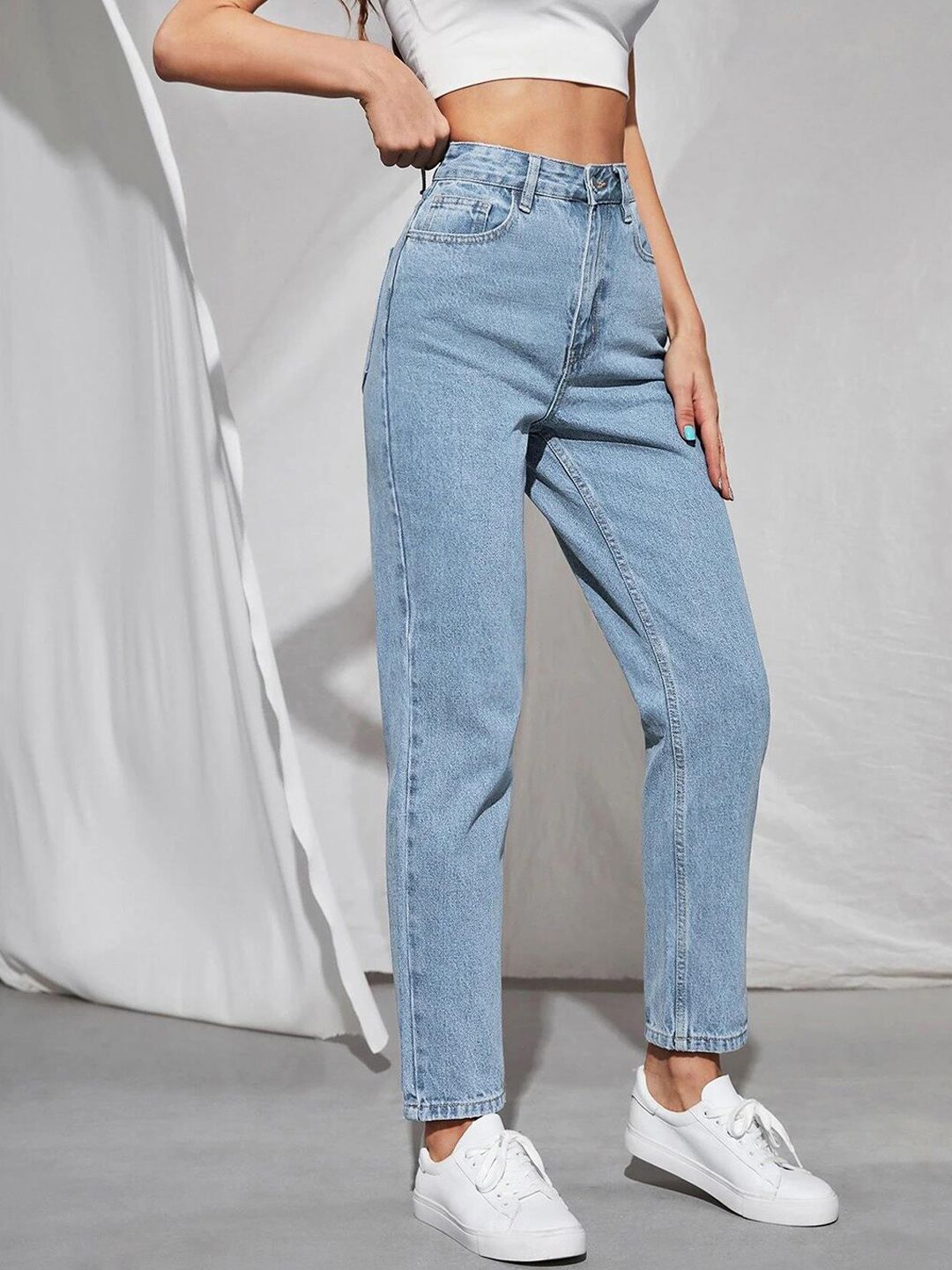 Kotty Women Blue Jean Straight Fit High-Rise Stretchable Jeans