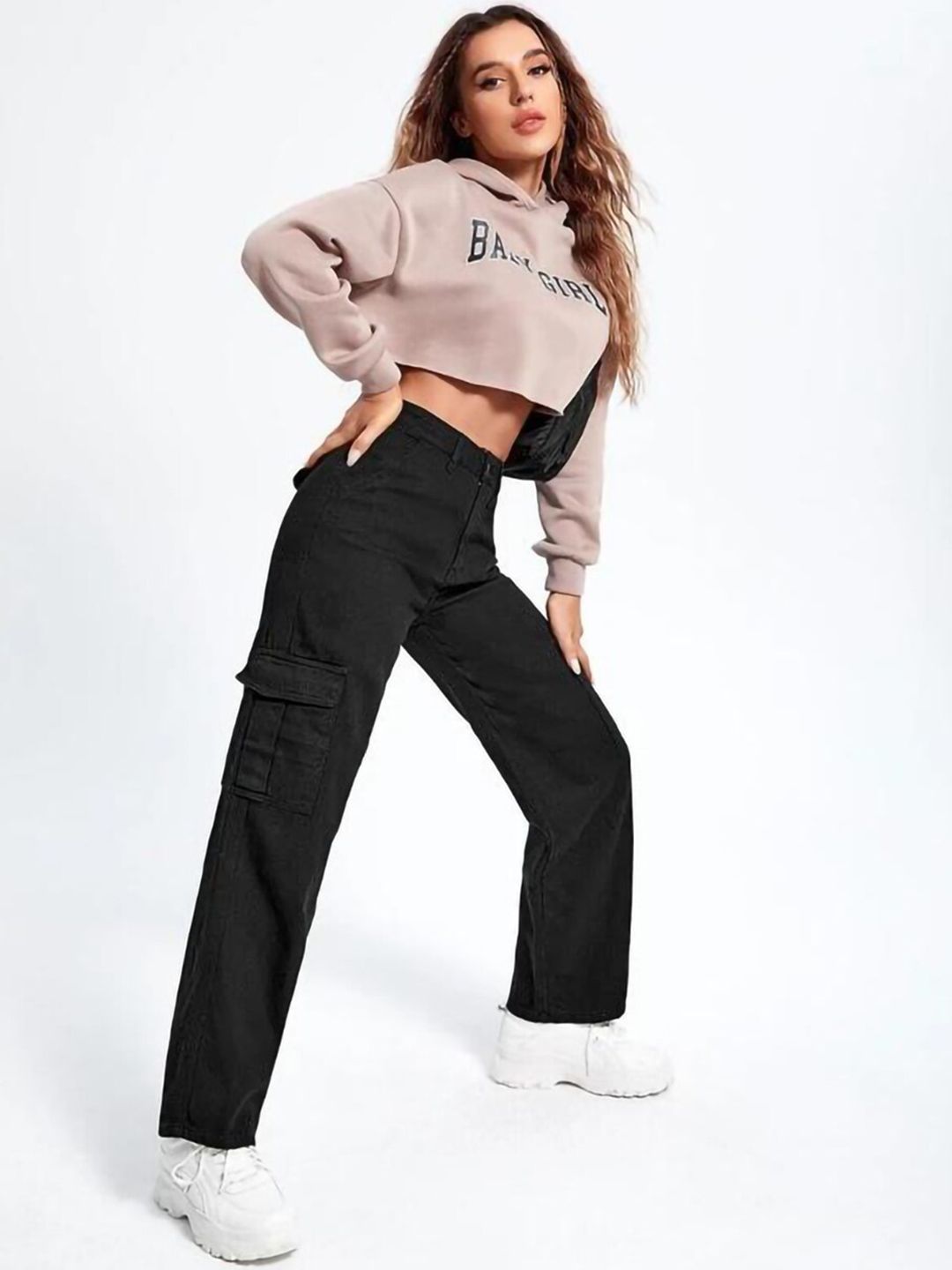 Kotty Women Black Straight Fit High Rise Clean Look Stretchable Jeans