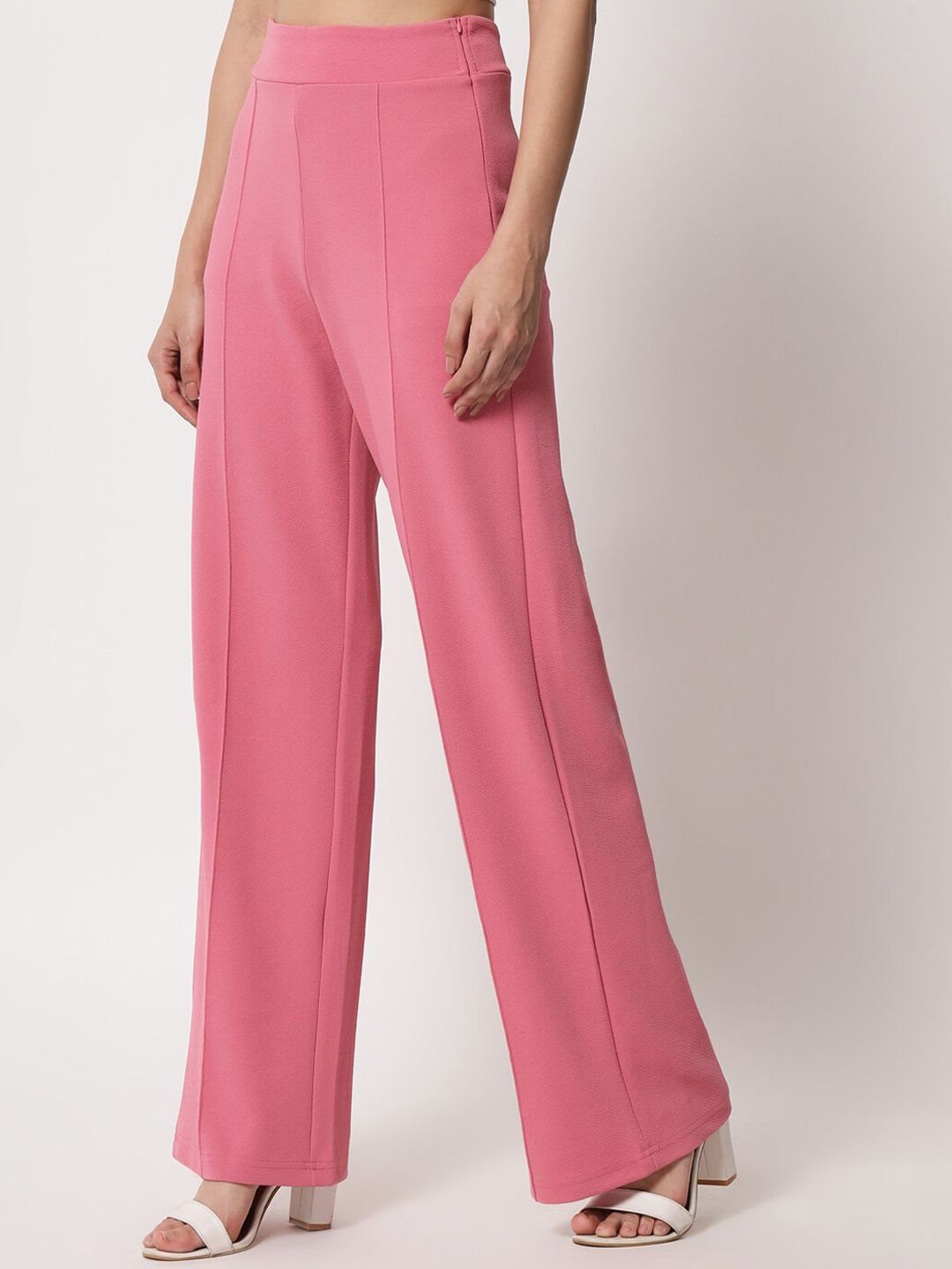 Kotty Women Relaxed Straight Leg Straight Fit High-Rise Easy Wash Parallel Trousers