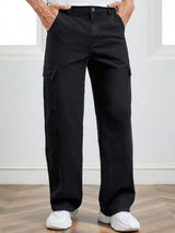 Kotty Men Jean Straight Fit Low-Rise Clean Look Stretchable Cargo Jeans