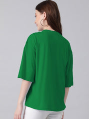 KOTTY Basics Round Neck Drop-Shoulder Sleeves Oversized T-shirt