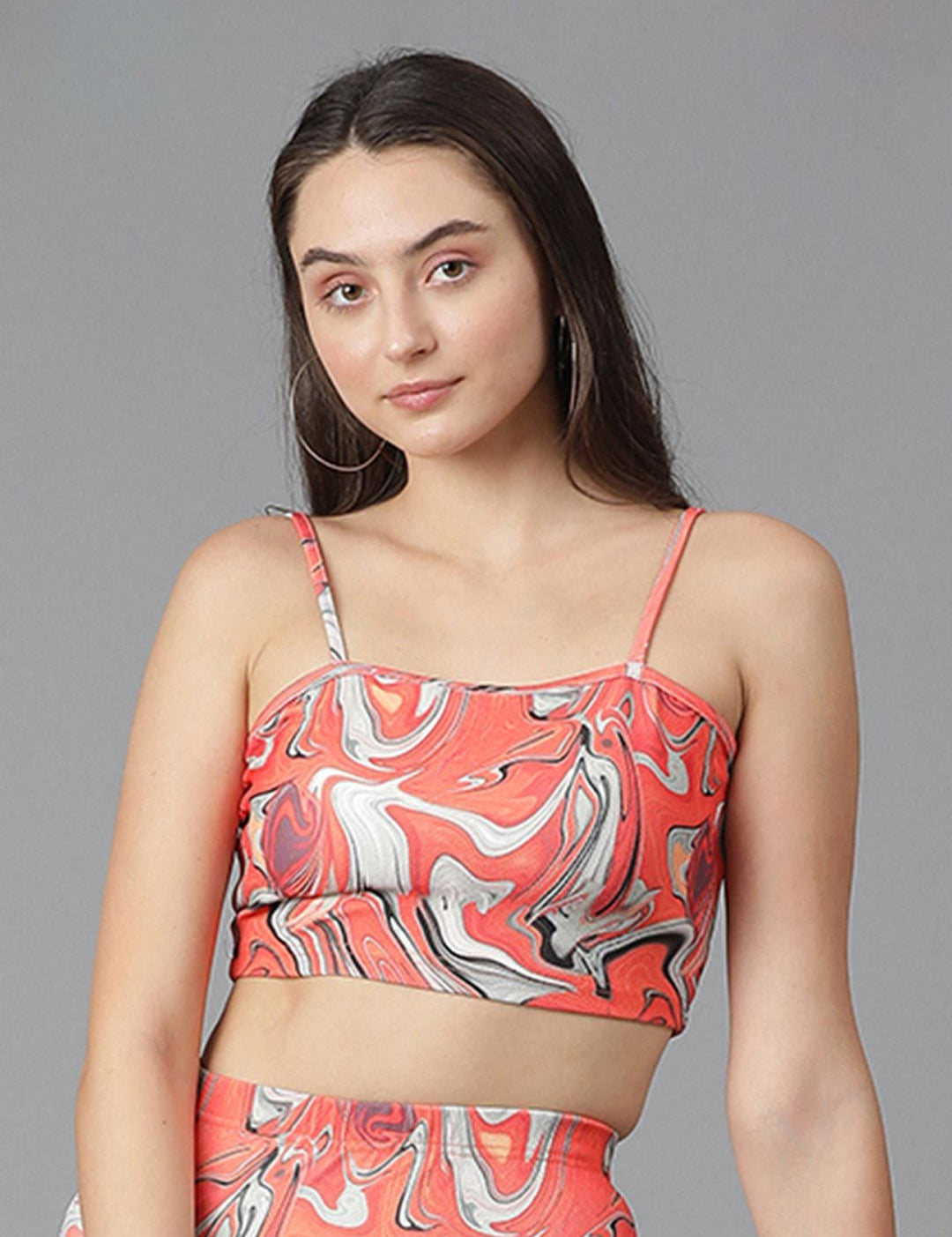 Kotty Printed Shoulder Straps Crop Top
