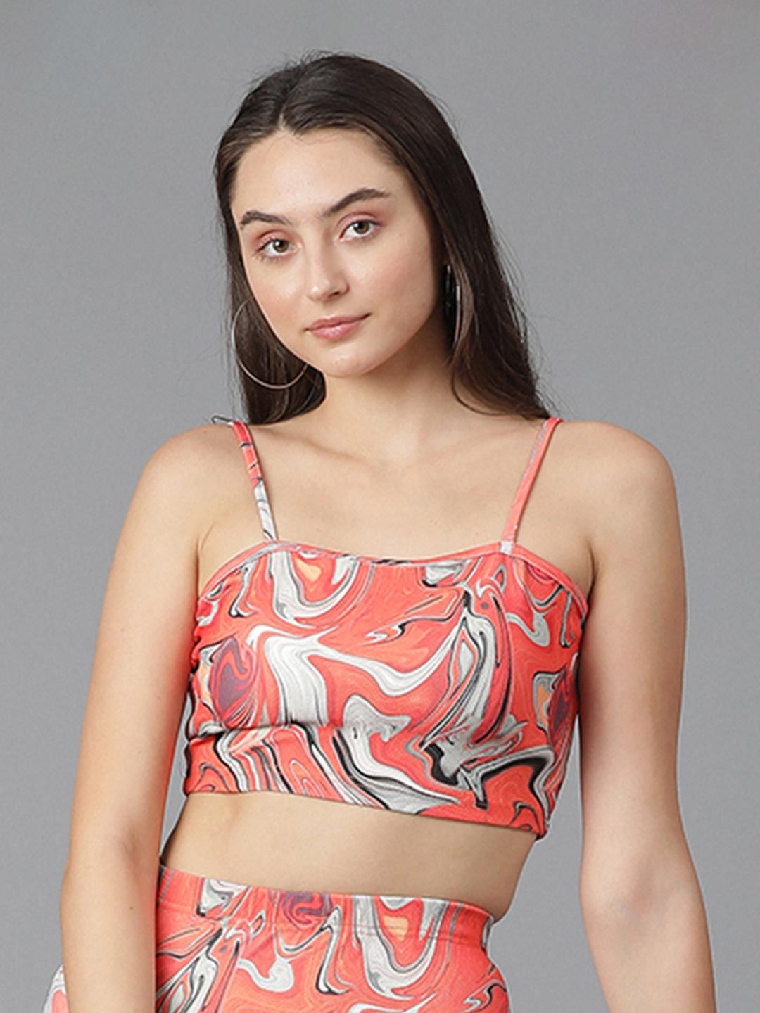 Kotty Printed Shoulder Straps Crop Top