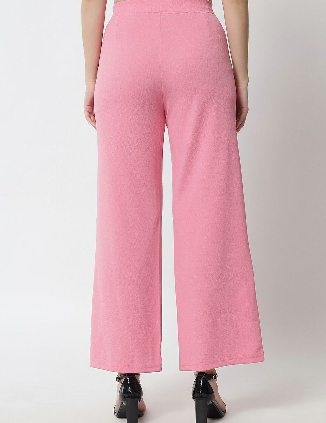 Kotty Women Pink Solid Relaxed Straight Fit Parallel Trousers