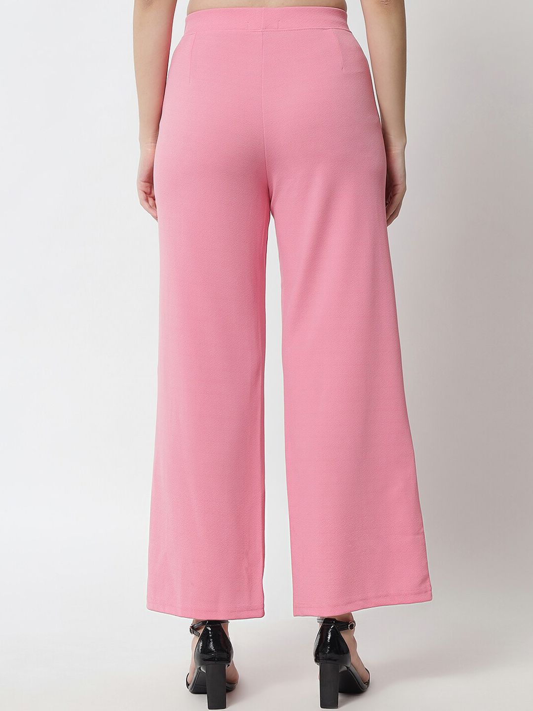 Kotty Women Pink Solid Relaxed Straight Fit Parallel Trousers