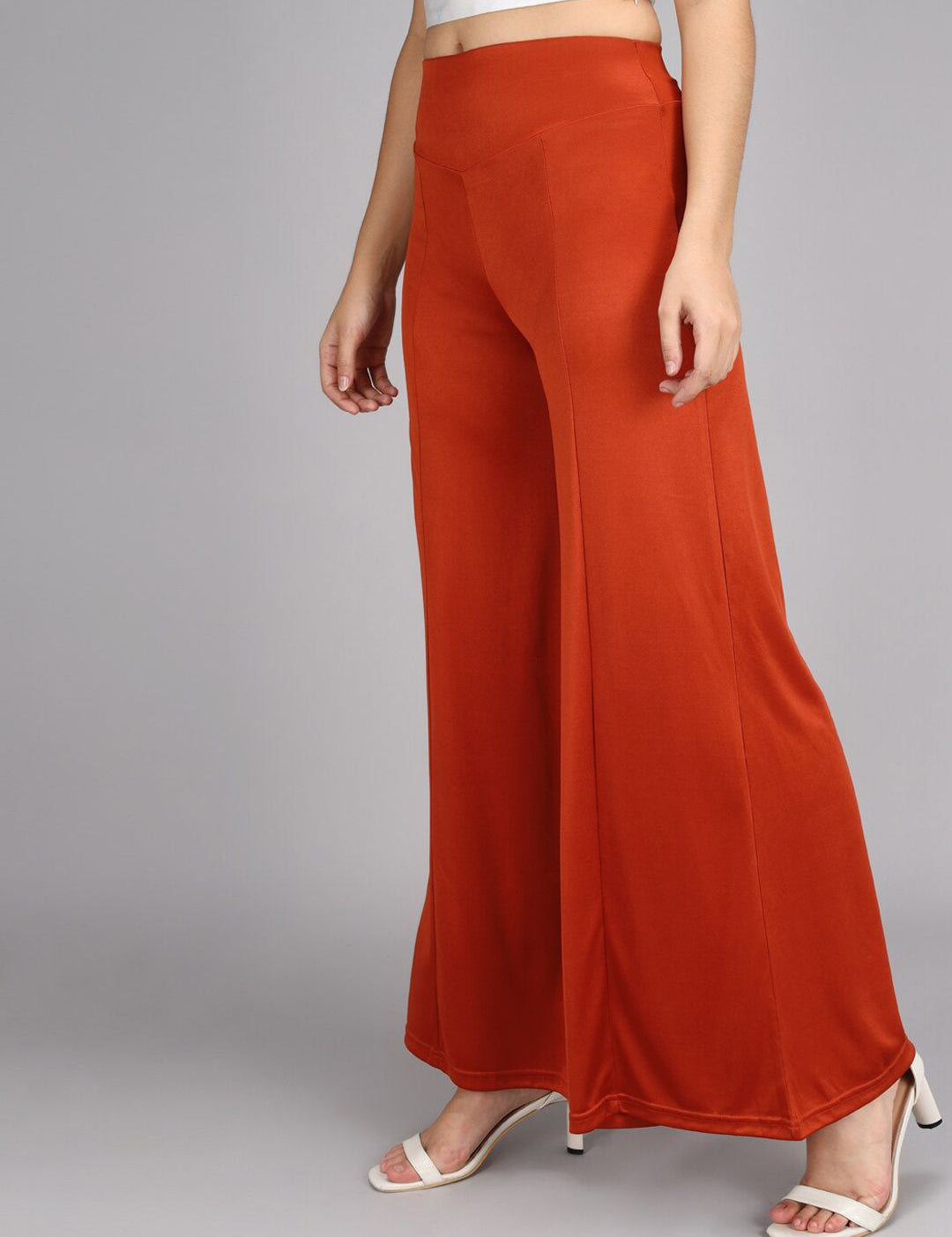 Kotty Women Maroon Flared High-Rise Parallel Trousers