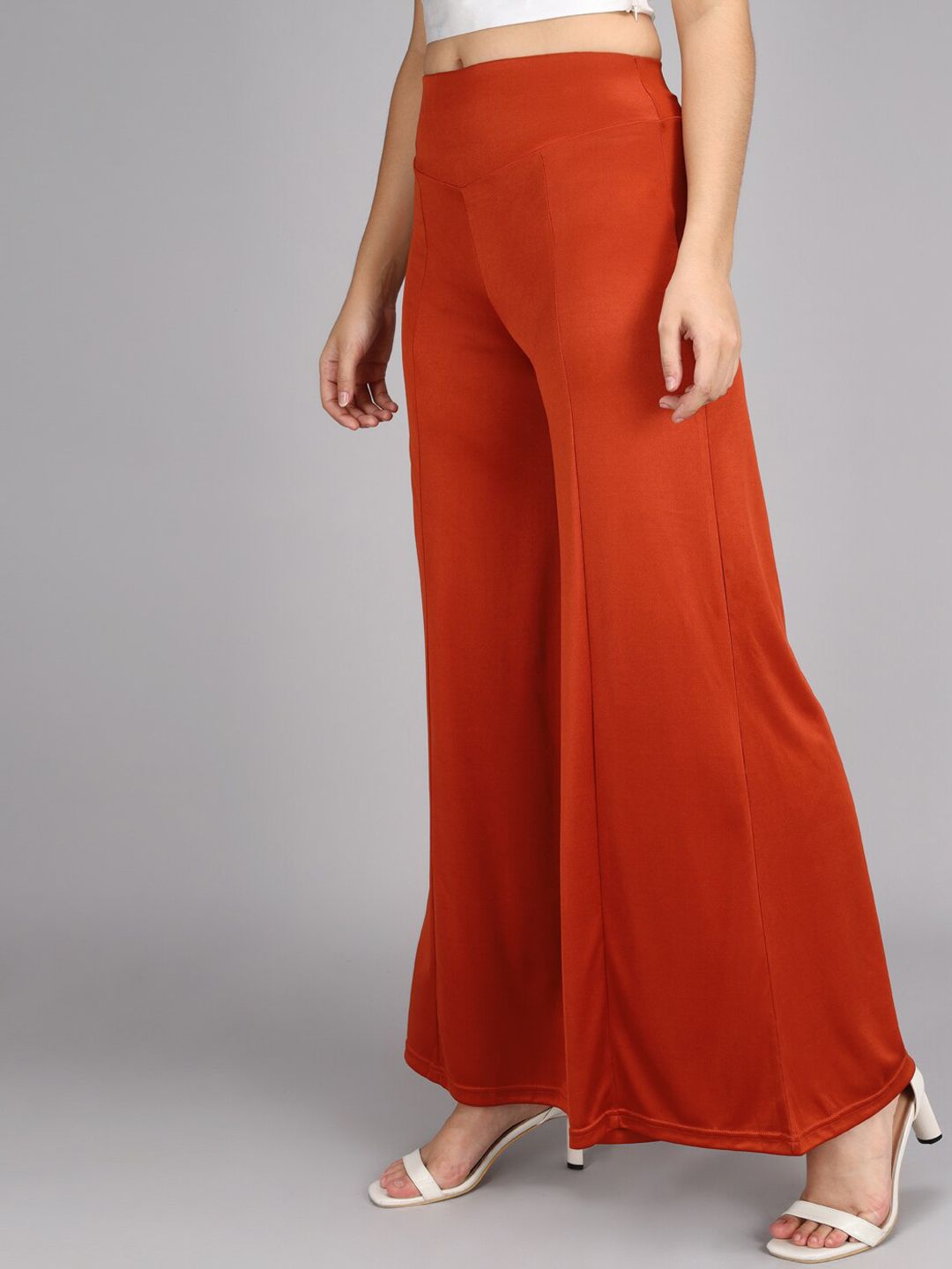 Kotty Women Maroon Flared High-Rise Parallel Trousers