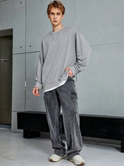 Kotty Men Relaxed Fit Cargo Jeans With Front Seam Paneling