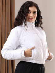 Kotty Women Mock Collar Solid Casual Puffer Insulator Jacket