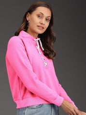 Kotty Round Neck Tie-Up Fleece Sweatshirt