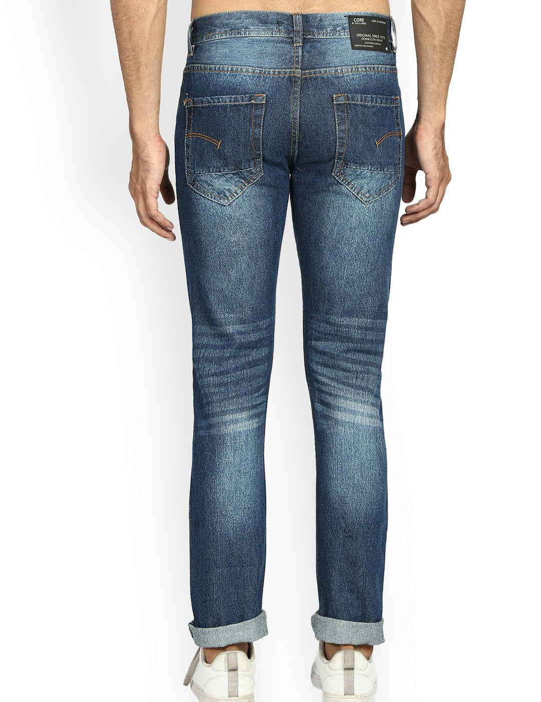 Kotty Men Blue Slim Fit Mid-Rise Low Distress Stretchable Jeans