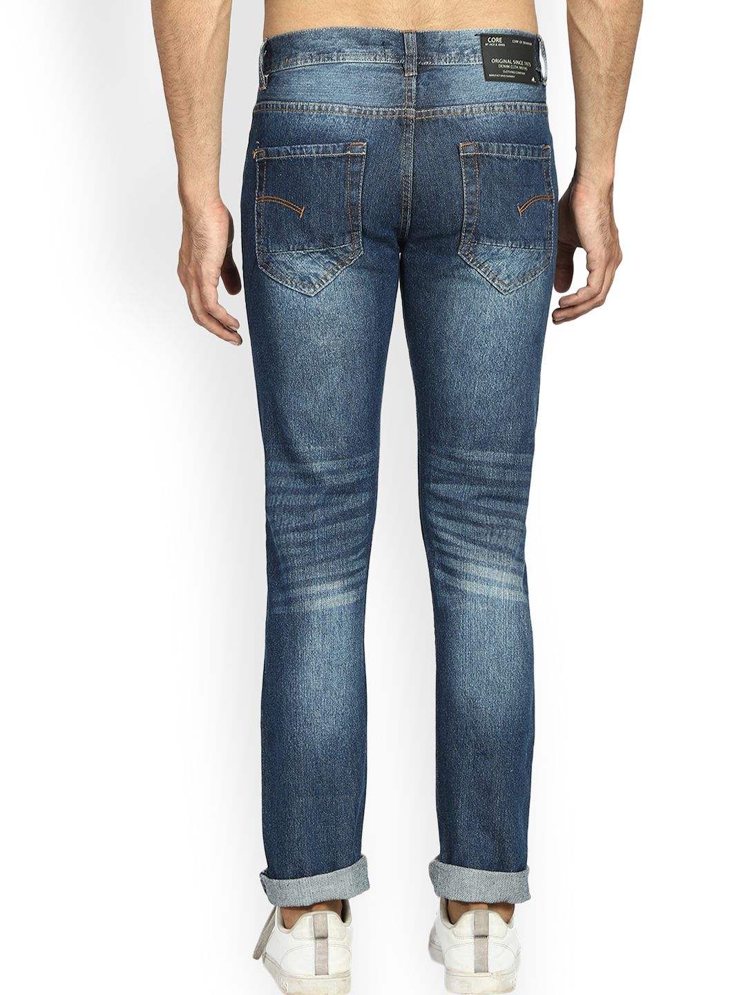 Kotty Men Blue Slim Fit Mid-Rise Low Distress Stretchable Jeans