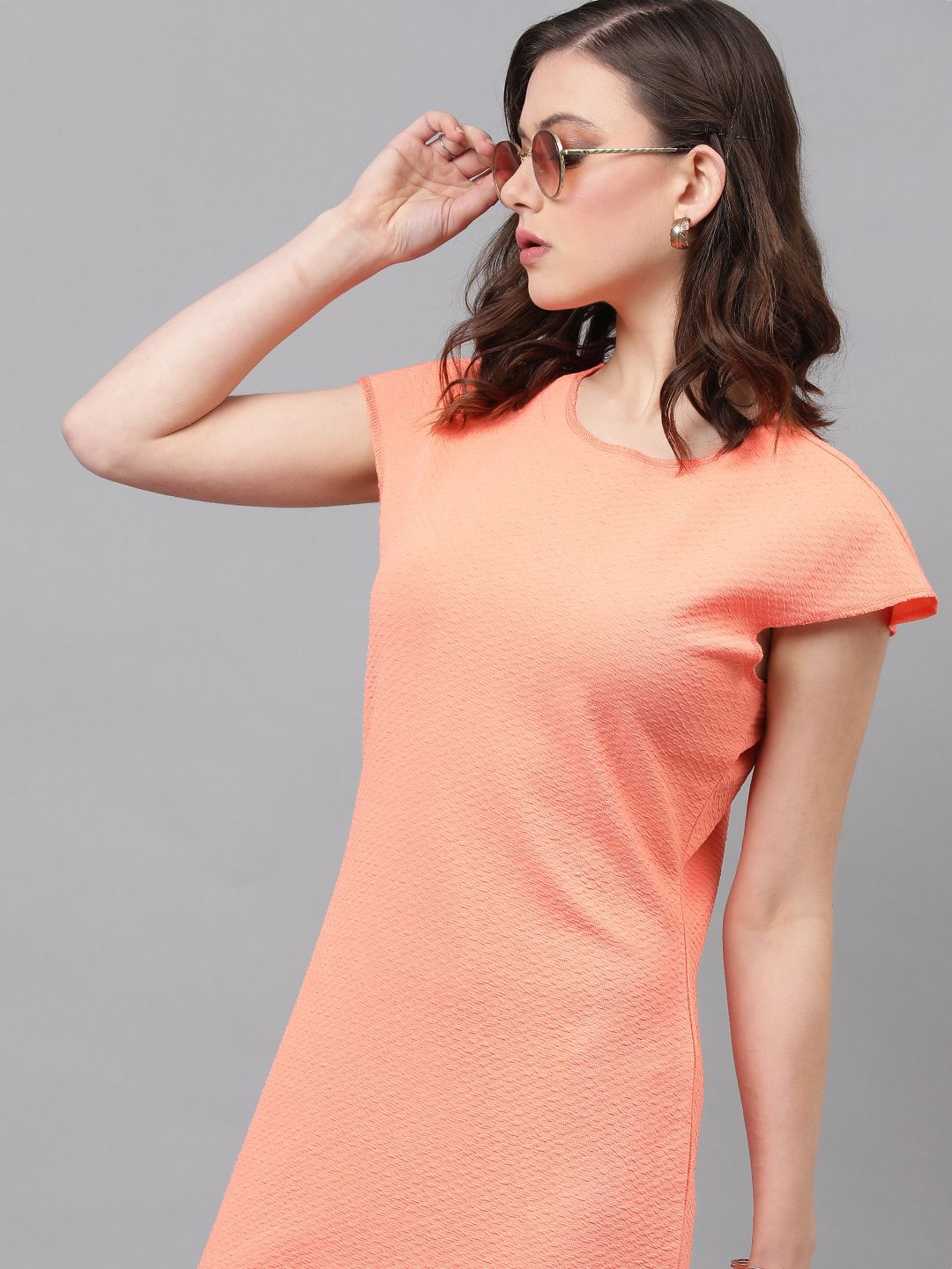 KOTTY Basics Self Design Extended Sleeves Straight Sheath Dress