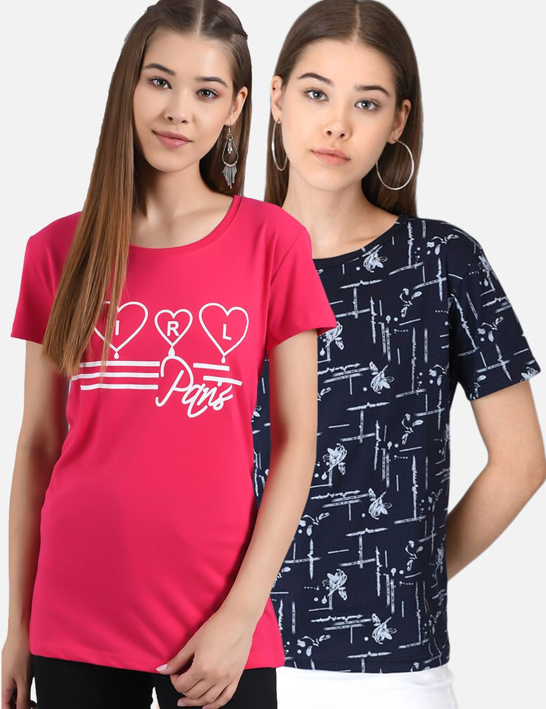 Kotty Women Pack Of 2 Printed Round Neck T-shirts