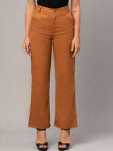 Kotty Women Relaxed Straight Fit High-Rise Easy Wash Trousers