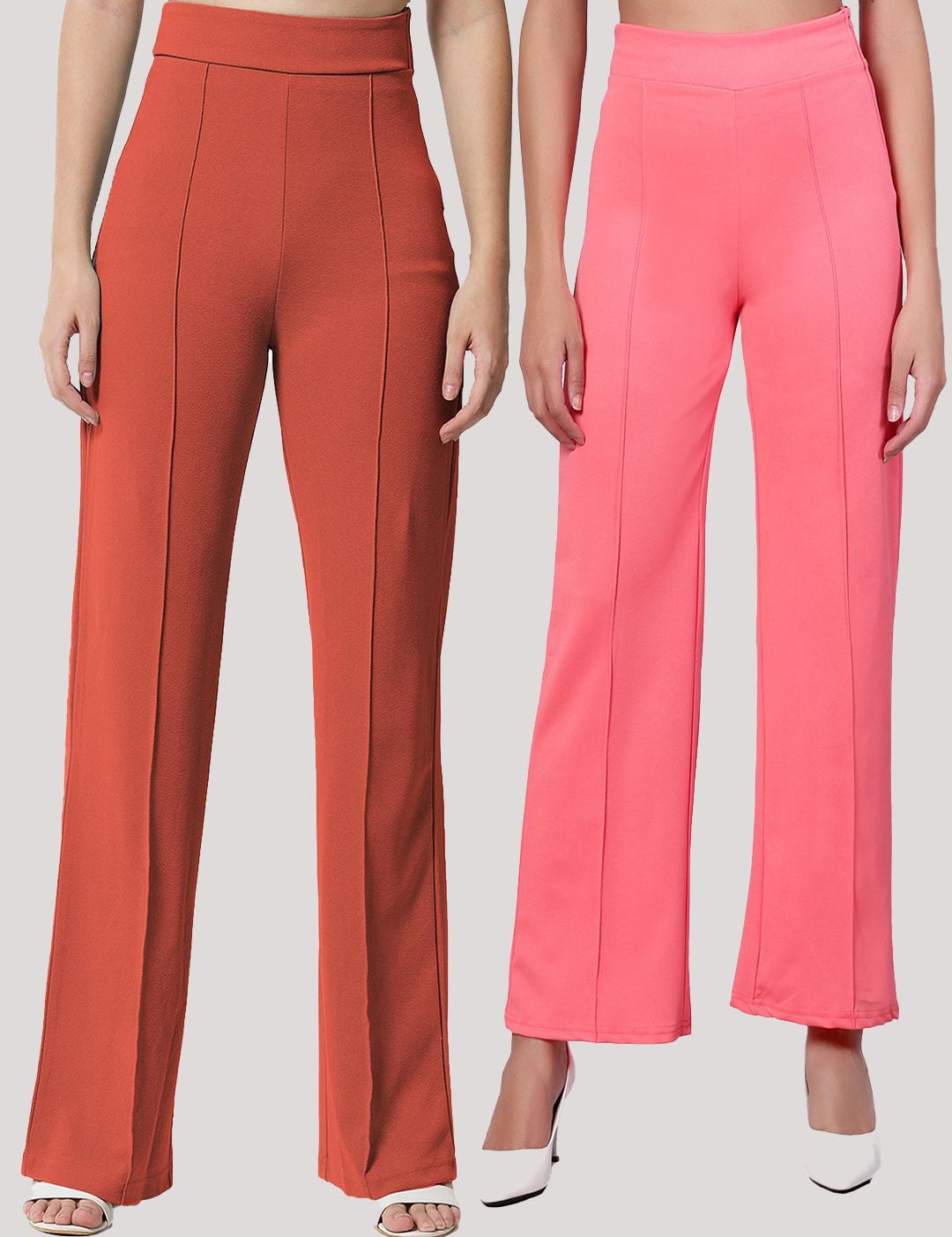 Kotty Women Pack Of 2 Relaxed Straight Leg Easy Wash Straight Fit Parallel Trousers