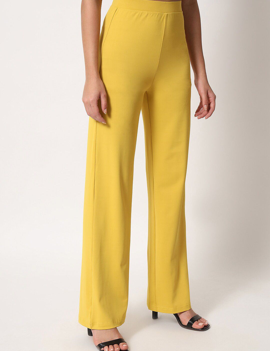 Kotty Women Yellow Relaxed Straight Fit High-Rise Easy Wash Trousers