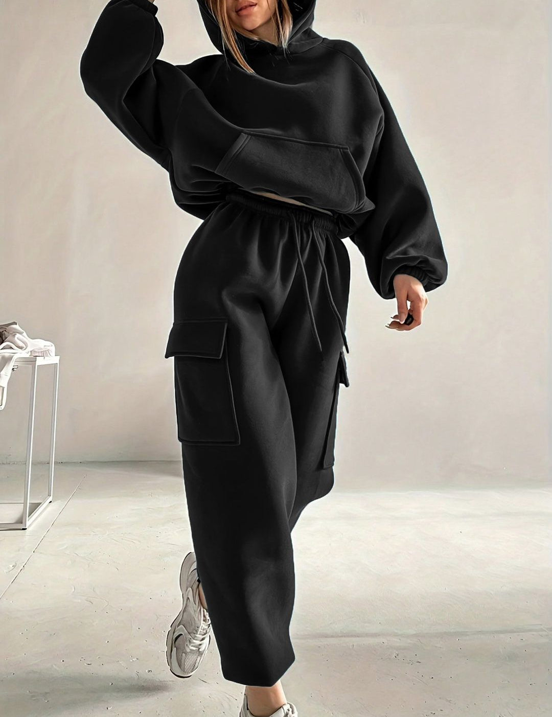 Kotty Hooded Mid Rise Sweatshirt With Joggers 