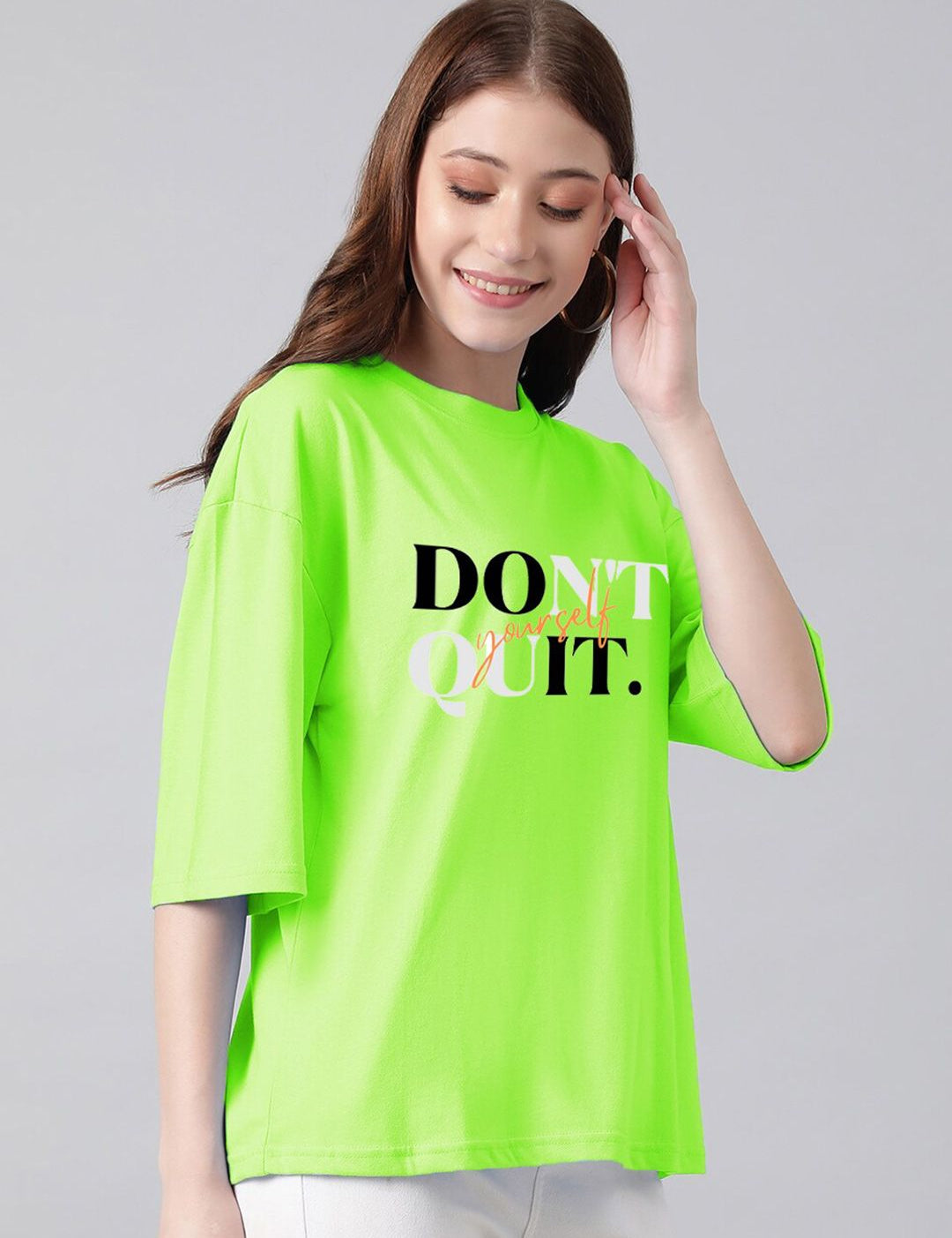 KOTTY Basics Typography Printed Oversized T-shirt