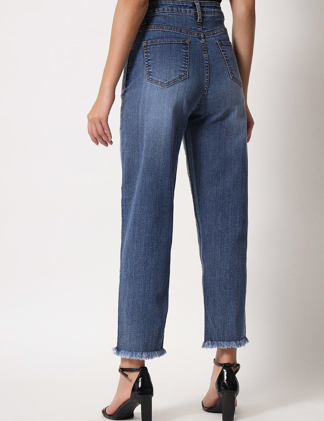 Kotty Women Blue Jean Straight Fit High-Rise Light Fade Stretchable Jeans