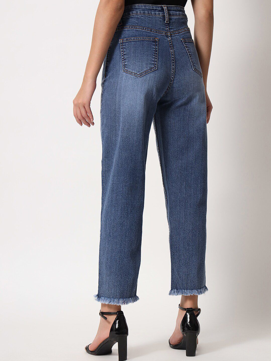 Kotty Women Blue Jean Straight Fit High-Rise Light Fade Stretchable Jeans