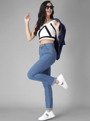 Kotty Women Blue Skinny Fit High-Rise Mildly Distressed Jeans