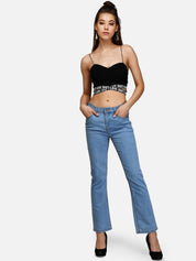 Kotty Women Blue Straight Fit High-Rise Clean Look Jeans