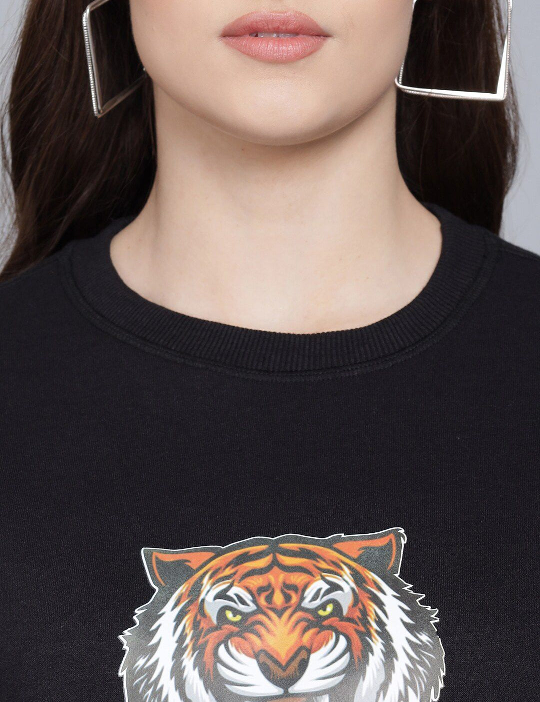 Kotty Women Black Tiger Printed Sweatshirt