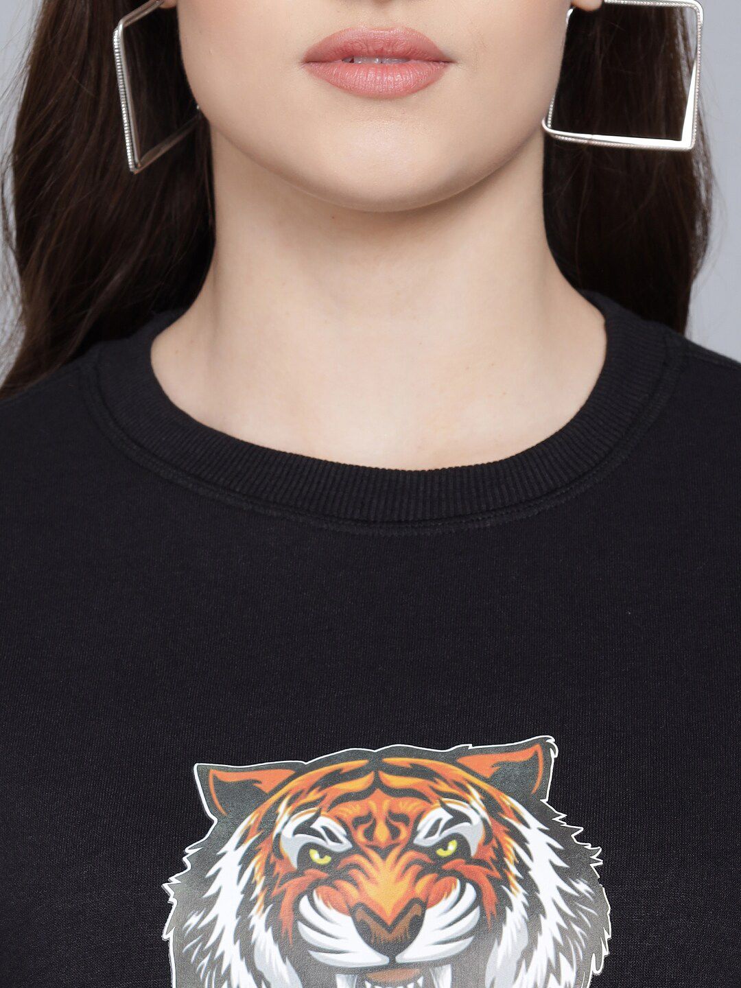 Kotty Women Black Tiger Printed Sweatshirt