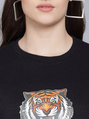 Kotty Women Black Tiger Printed Sweatshirt