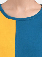 Kotty Women Yellow Colourblocked Round Neck T-shirt