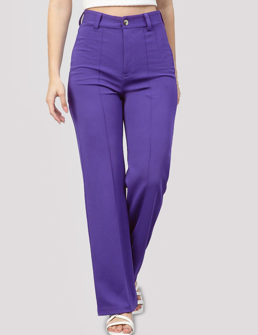 Kotty Women Relaxed Straight Leg Straight Fit High-Rise Easy Wash Trousers