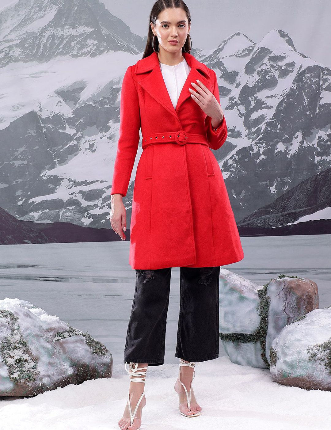 Kotty Women Notched Lapel Single-Breasted Overcoat