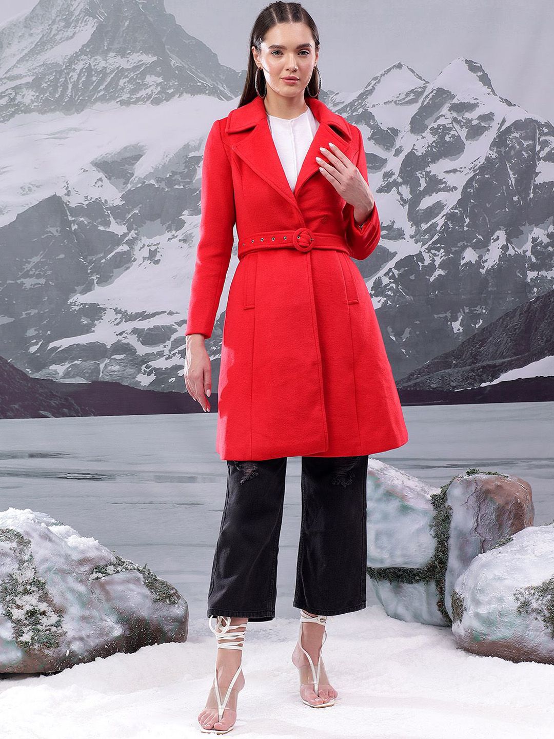 Kotty Women Notched Lapel Single-Breasted Overcoat