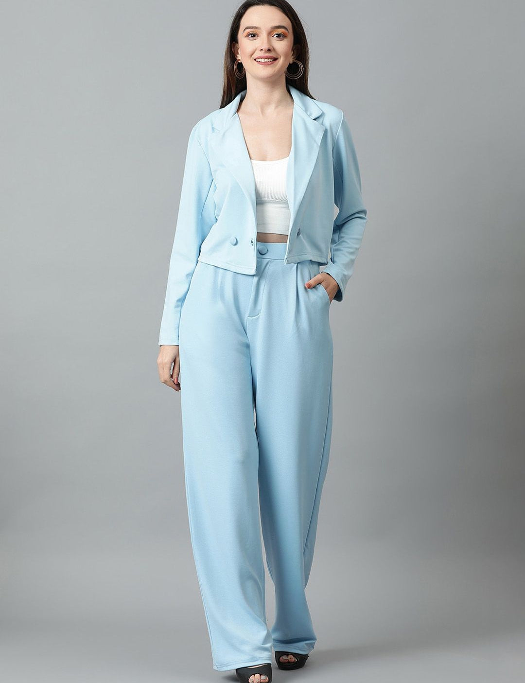 KOTTY BIZwear Basics Notched Lapel Collar Blazer With Trousers