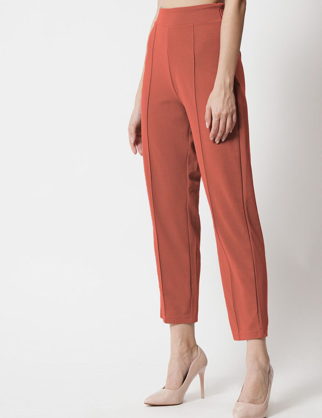 Kotty Women Relaxed Straight Fit High-Rise Easy Wash Trousers