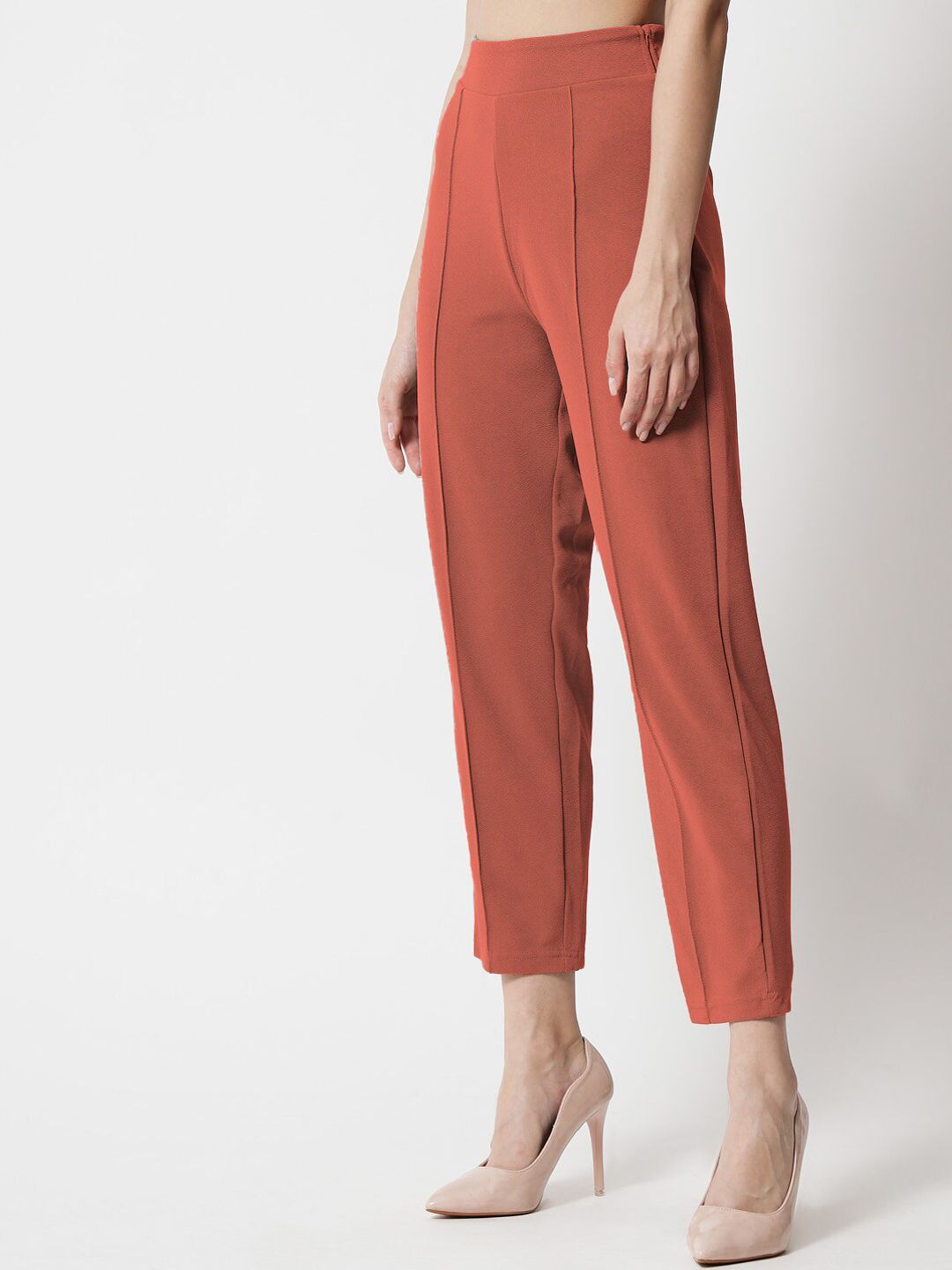 Kotty Women Relaxed Straight Fit High-Rise Easy Wash Trousers