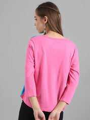 Kotty Colourblocked Round Neck Cotton T-shirt