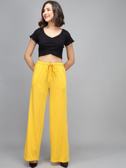Kotty Women Yellow Loose Fit High-Rise Parallel Trousers